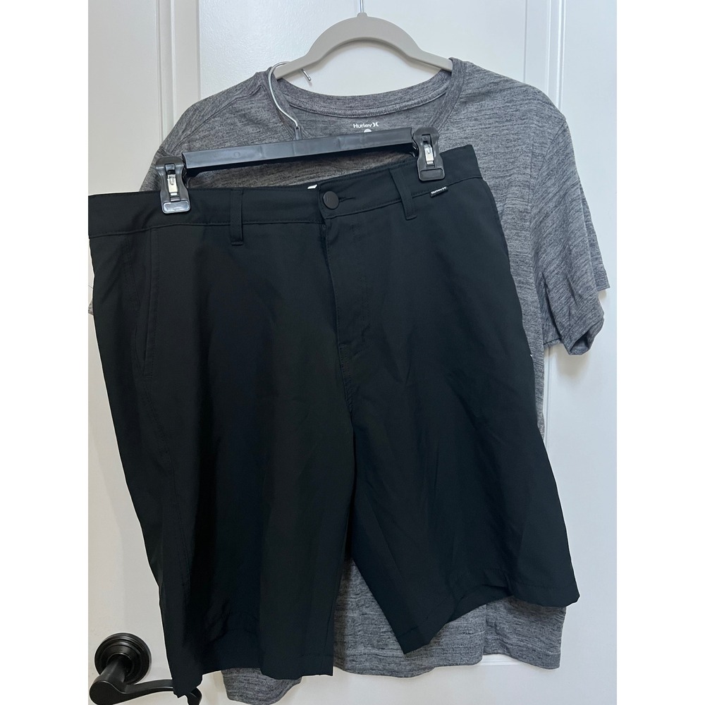 Hurley Hybrid Shorts and Heathered Graphic Tee Set Black Bundle